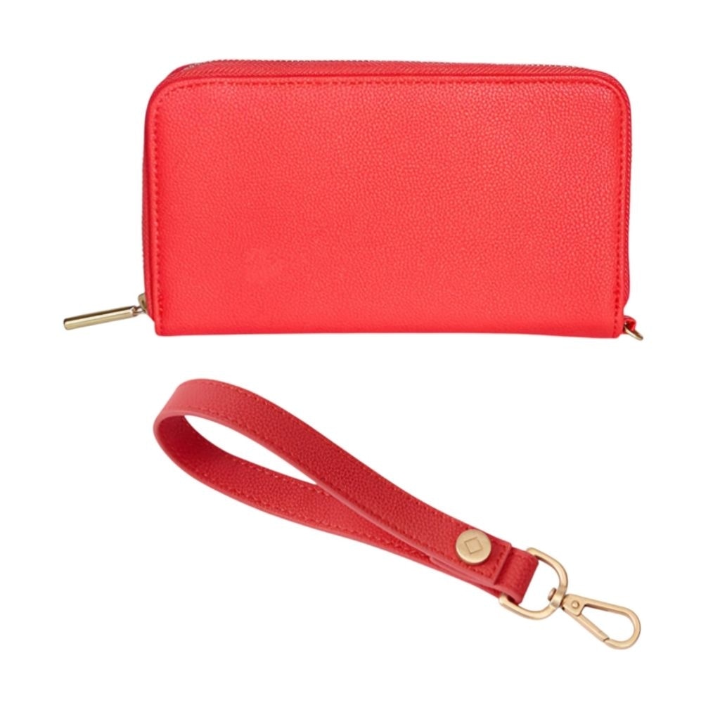 Thirty-One Women's All About the Benjamins Wallet Coastal Red Pebbble with Strap