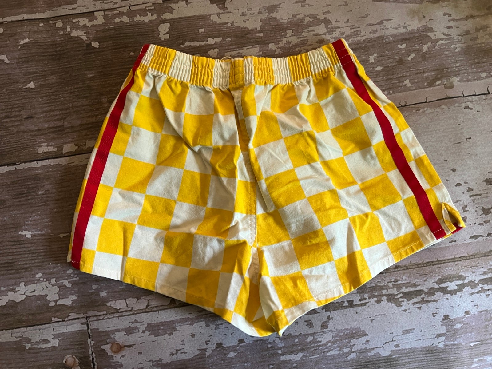 The Animals Observatory Spider kids trousers 10 yellow checkers plaid shorts