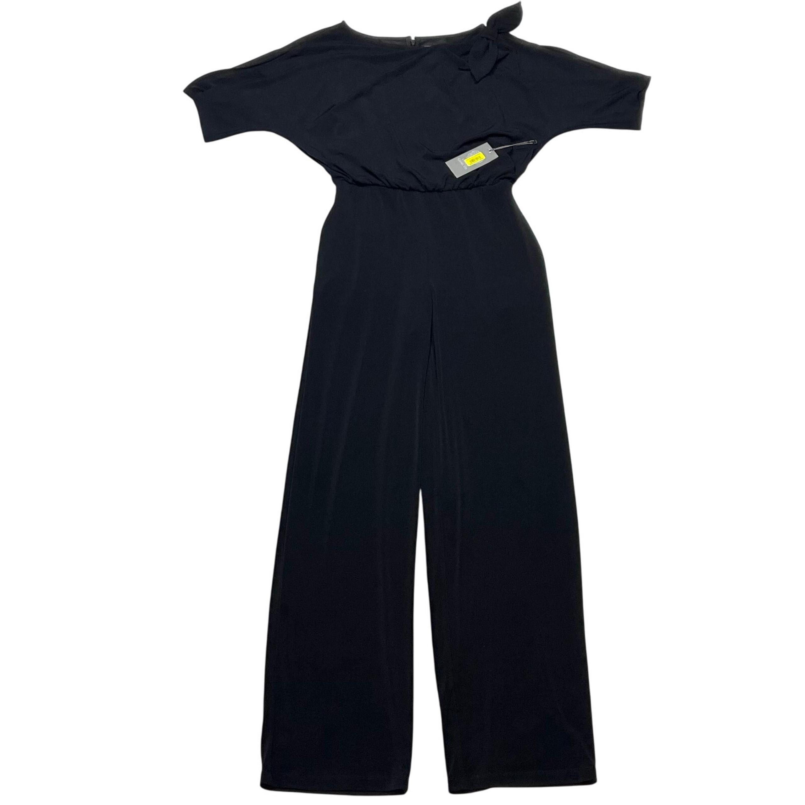 Vince Camuto Jumpsuit with Bow Women Size 0 Black Short Sleeve New with Tags