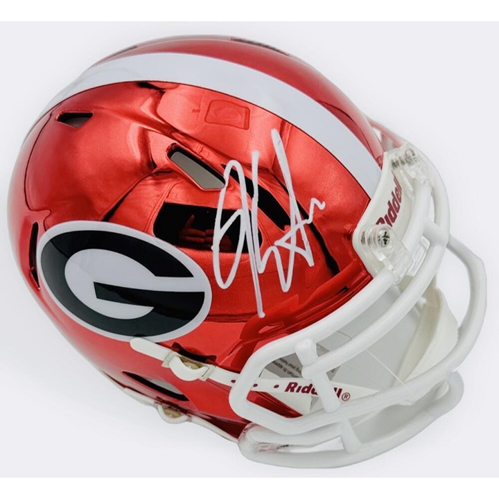 KIRBY SMART SIGNED GEORGIA BULLDOGS CHROME MINI HELMET AUTOGRAPH BAS J36