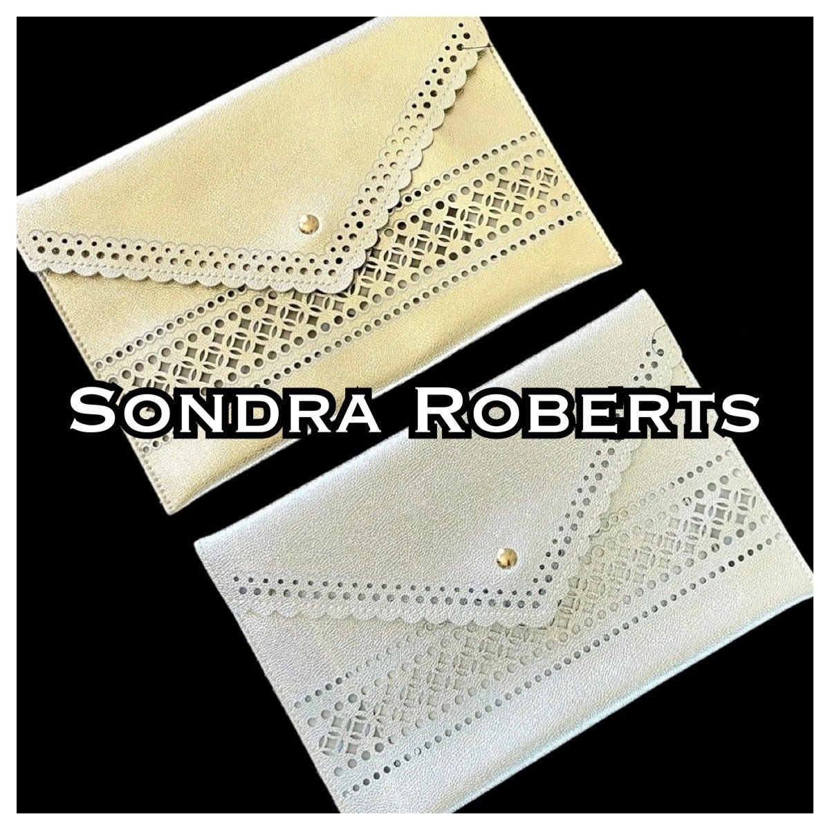 SONDRA ROBERTS - Squared Laser Cut Envelope Clutches x 2 - NWT