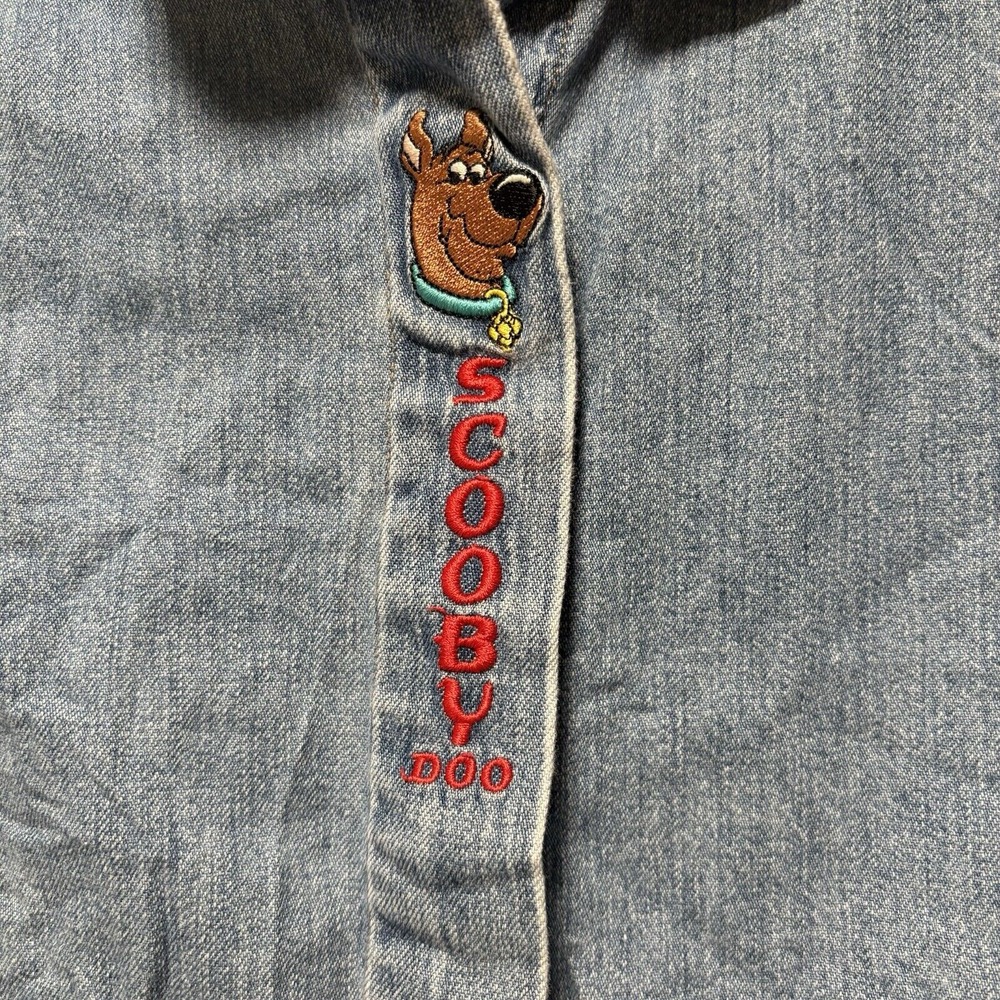 Rare Kids Size Small Scooby Doo Denim Button Up Shirt Warner Bros 1998