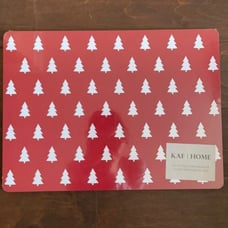 Kaf Home Set of 4 Placemats Christmas Trees Corkback Holiday Red White