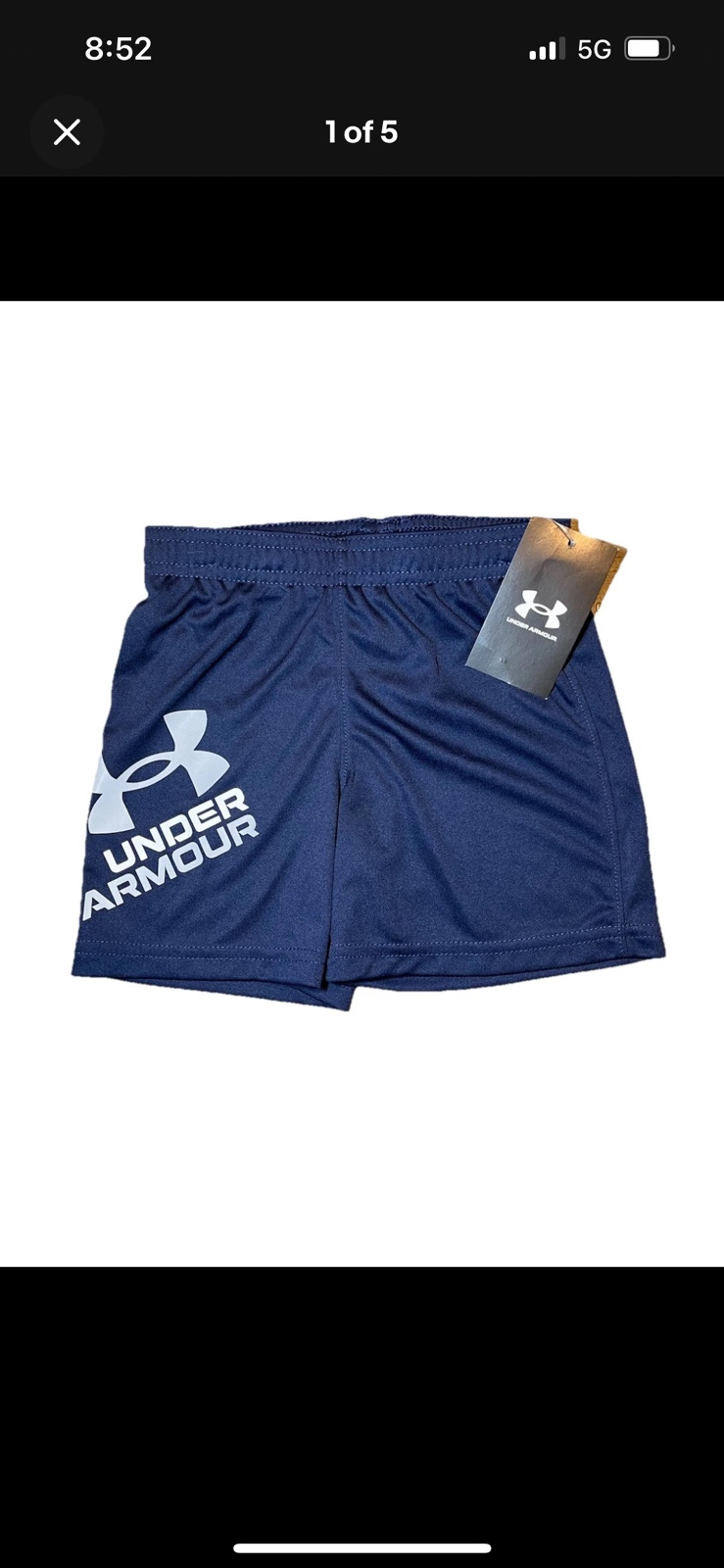 Under Armour Youth Boys Navy Blue Grey White Pull On Athletic Shorts NWT 2T