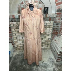 dress empire waist kitten bow jacket 1970s peach