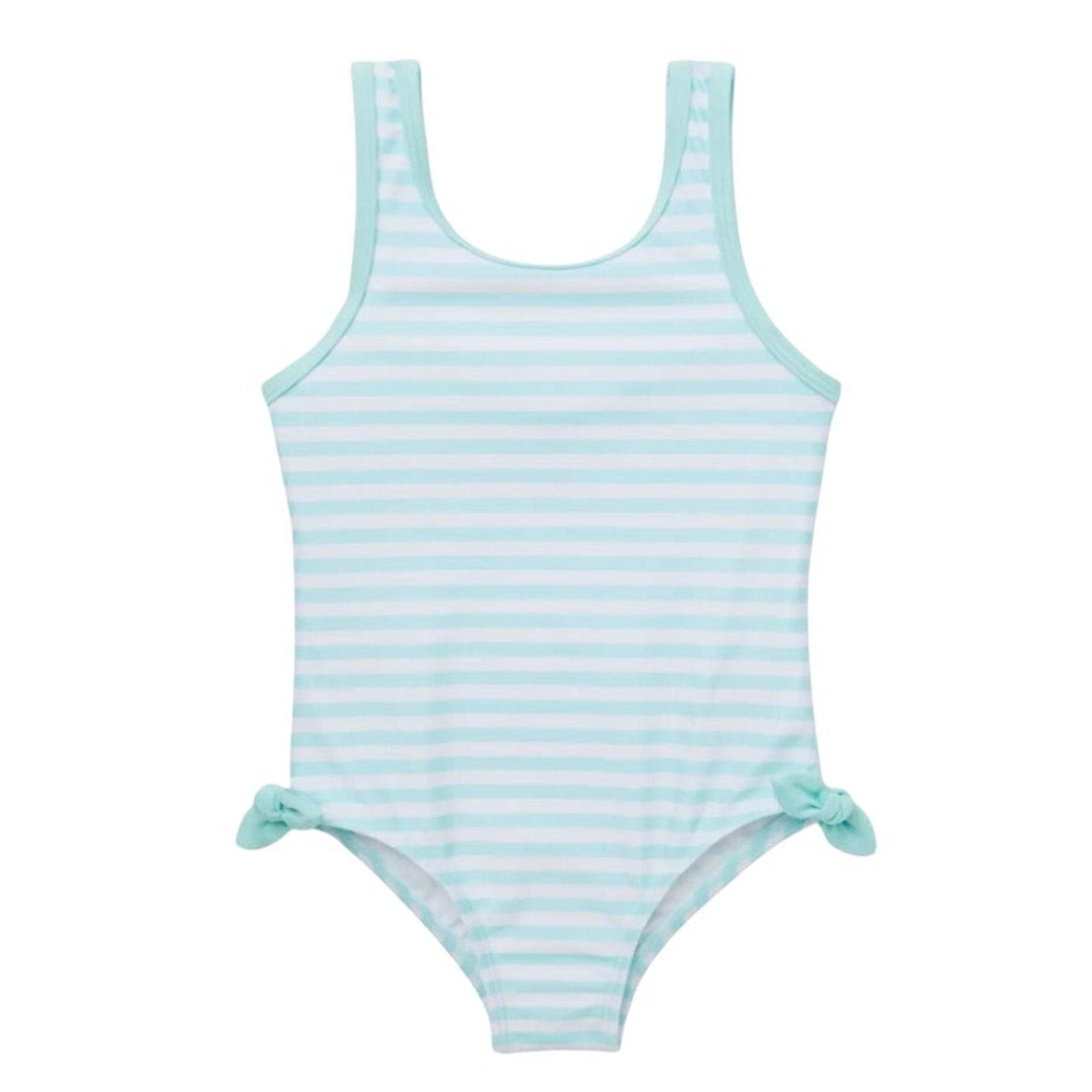 Wonder Nation Toddler Girl's Aqua Striped One-Piece Swimsuit, Size 2T
