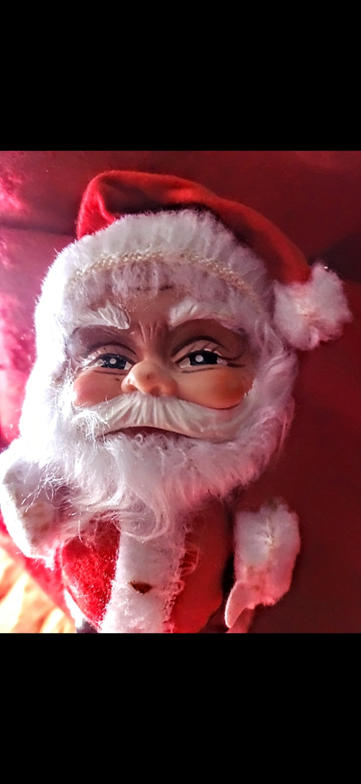 Rare 1970 KAMAR SANTA CLAUS Vinyl and Fabric Christmas  Deco 7" Tall Figurine