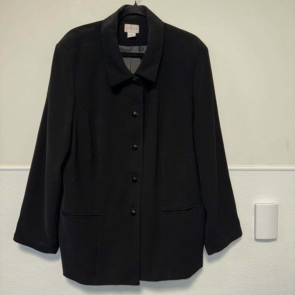 Women's Koret Vintage Style Blazer Size 20W Black Polyester Plus Size
