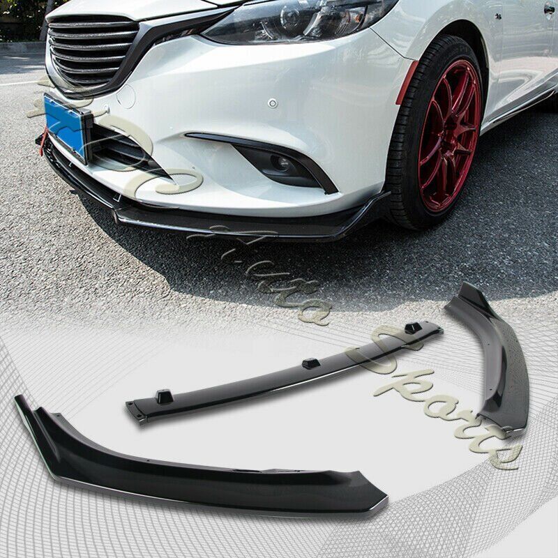 For 2014-2018 Mazda6 Mazda 6 Painted Black Front Bumper Body Kit Spoiler Lip 3PC