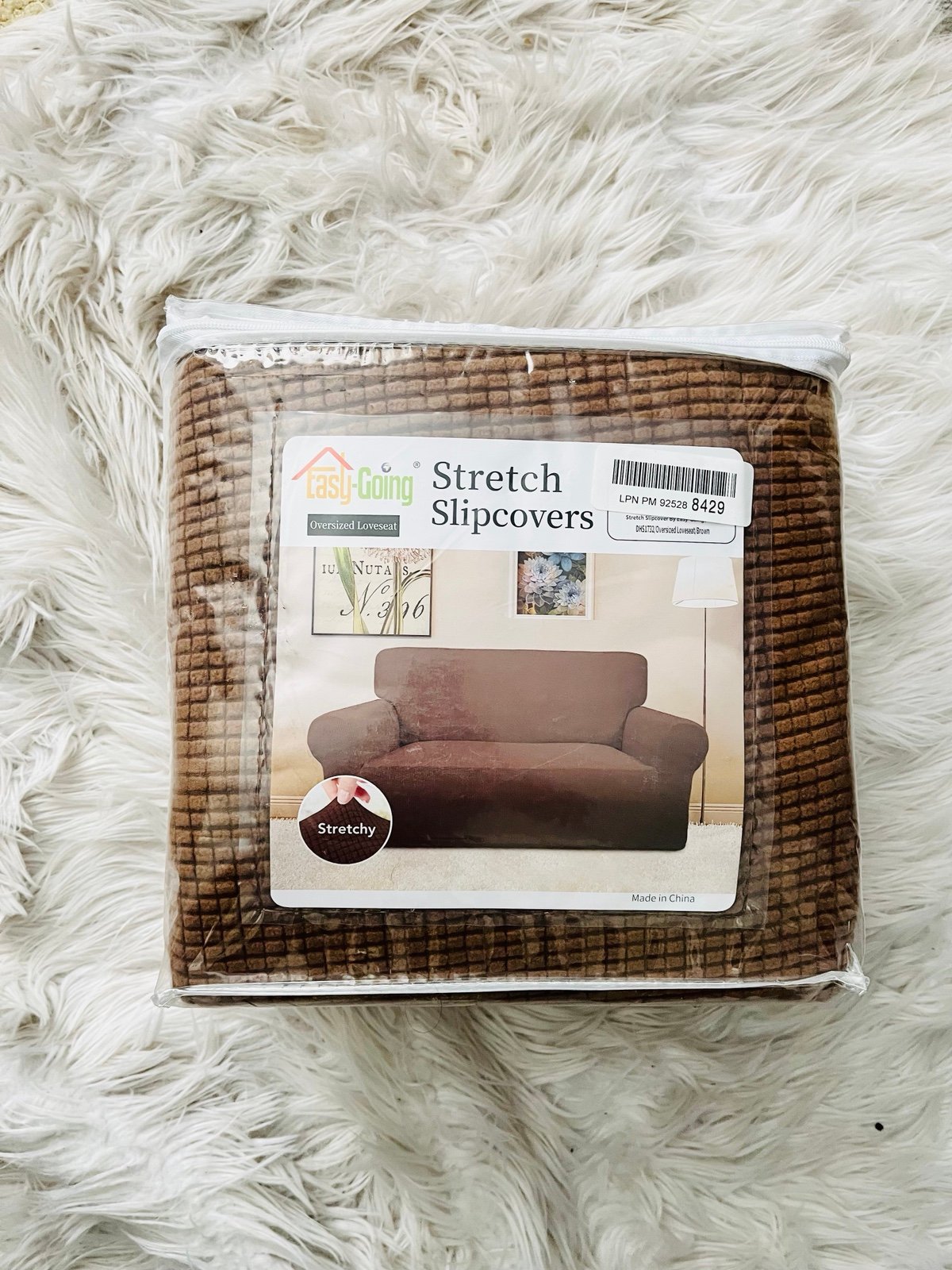 Easygoing Stretch Slip Cover (Oversized Loveseat) [Brown]