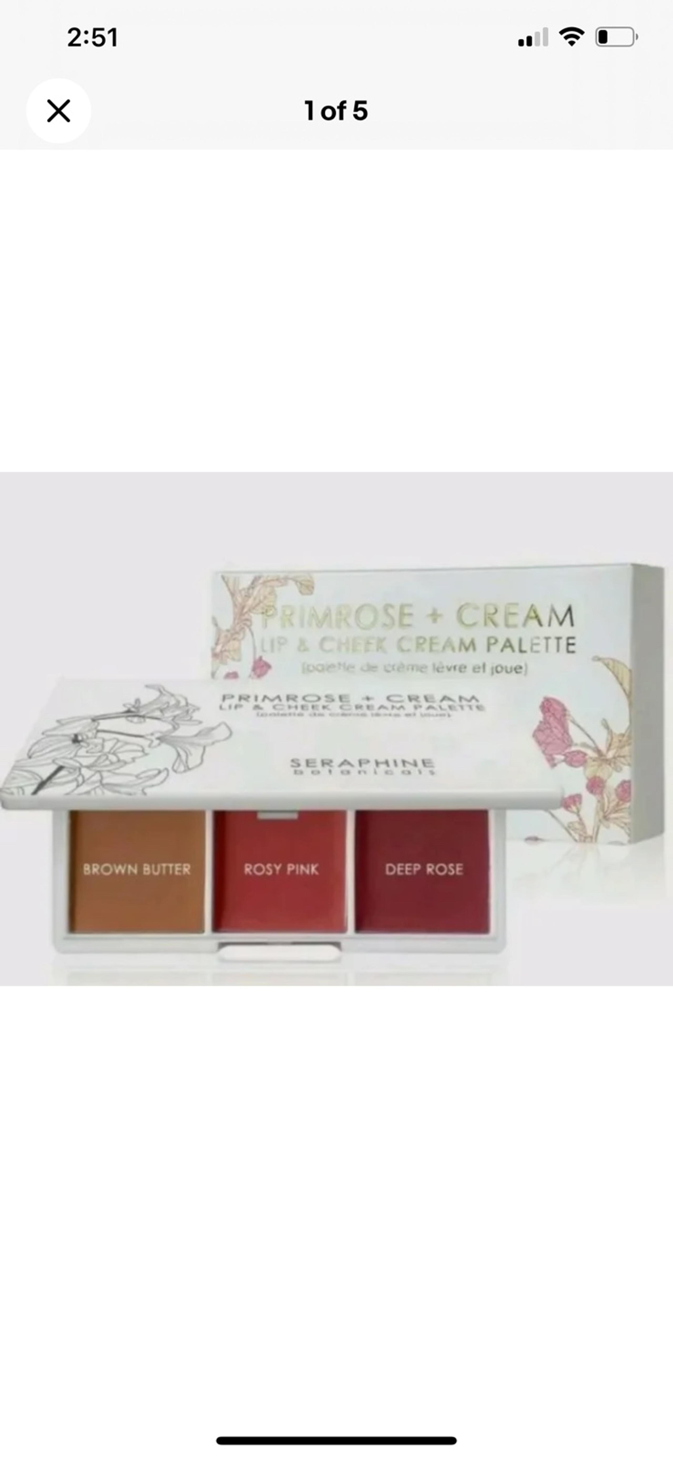 Seraphine Botanicals Primrose Cream Lip And Cheek Cream Palette 0.42oz. NIB $42