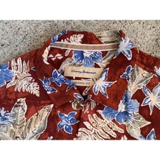 Tommy Bahama Mens Hawaiian Silk Red Floral Shirt Original Fit Medium Summer