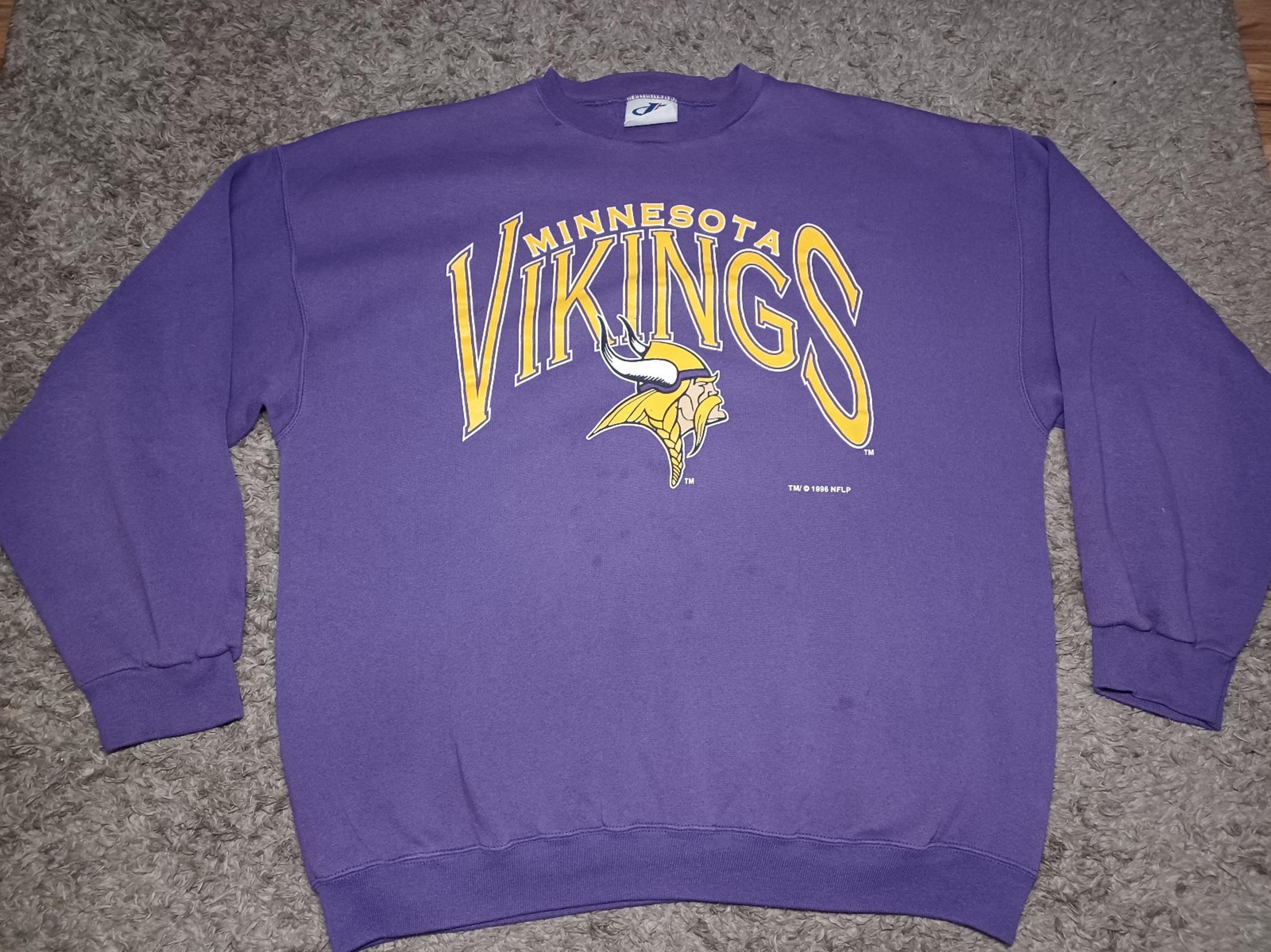 Vtg 90s Minnesota Vikings Crewneck Sweatshirt Logo Athletic Purple Men's XL