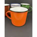 Set of 4 Vintage Peacock Enamelware Camping Mugs Green Orange Brown White China