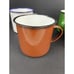 Set of 4 Vintage Peacock Enamelware Camping Mugs Green Orange Brown White China