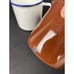 Set of 4 Vintage Peacock Enamelware Camping Mugs Green Orange Brown White China
