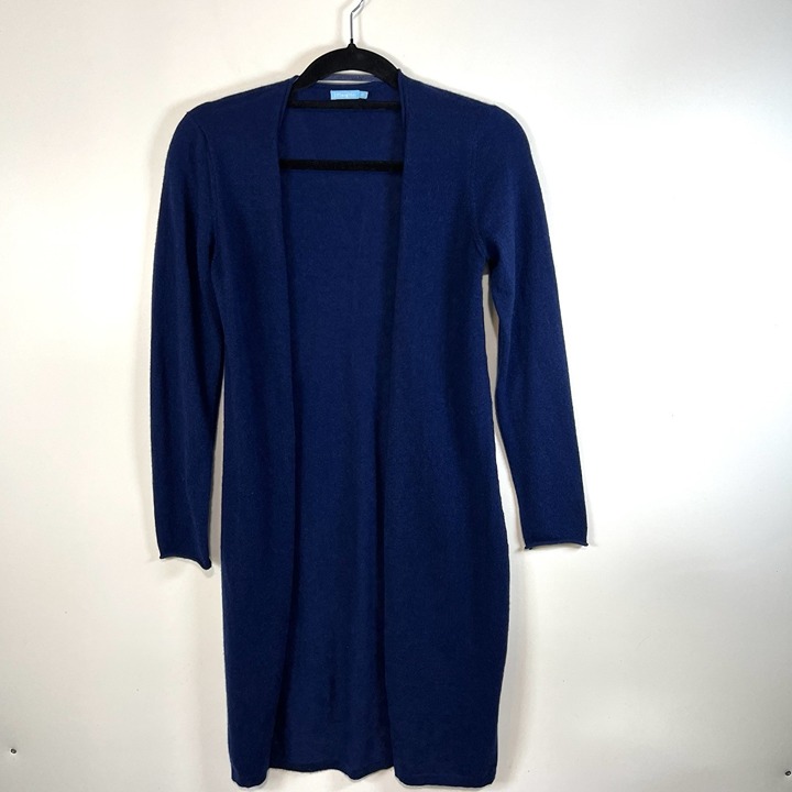 J. McLaughlin 100% Cashmere Long Open Front Duster Cardigan Blue Women’s XS