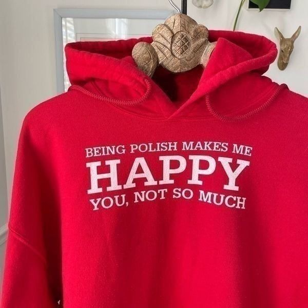 Gildan Polish Pride Humor Red Hoodie Sweatshirt XL