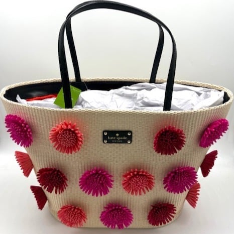 Kate Spade Montigo Avenue Annette Large Straw Tote Handbag~Resort Chic~