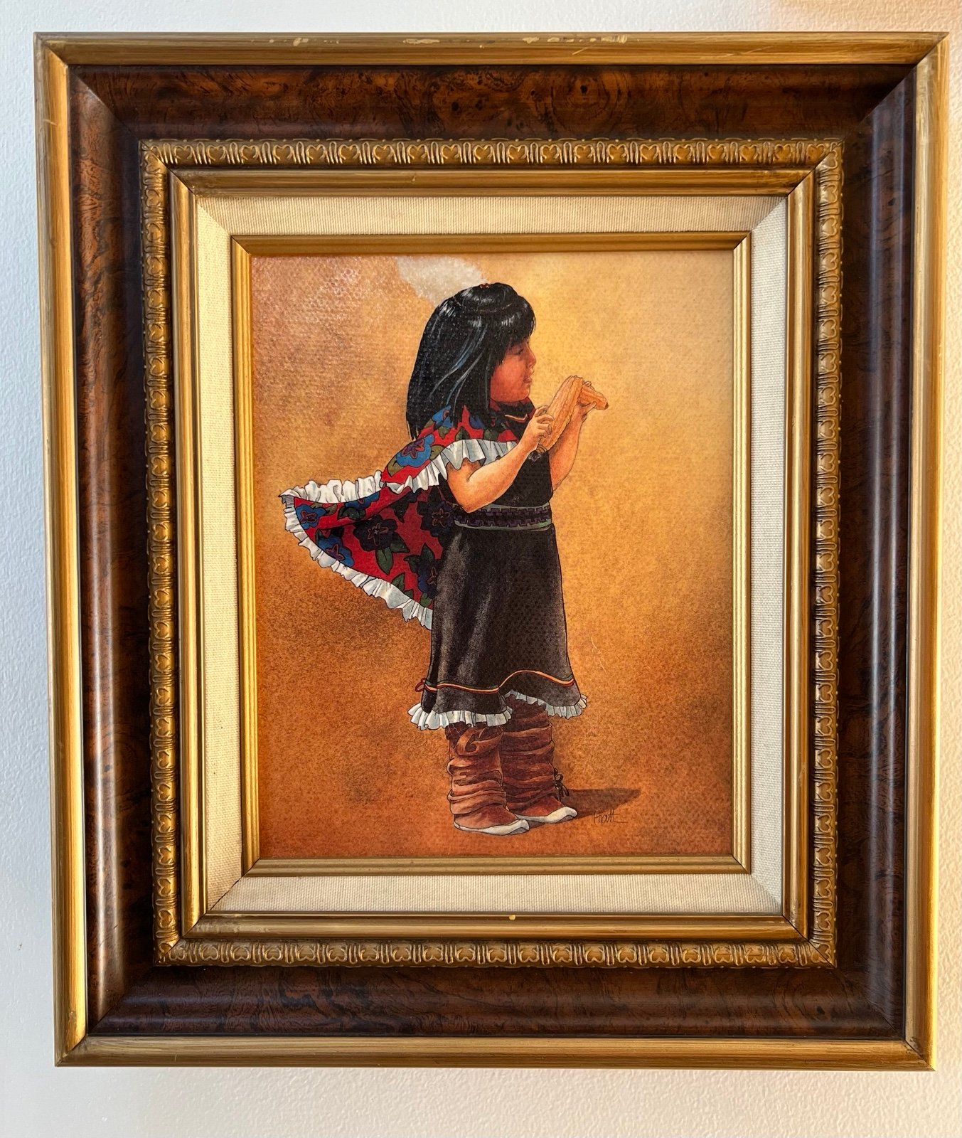 Vintage Deborah Hiatt Native American Indian indigenous Corn Girl wall Decor