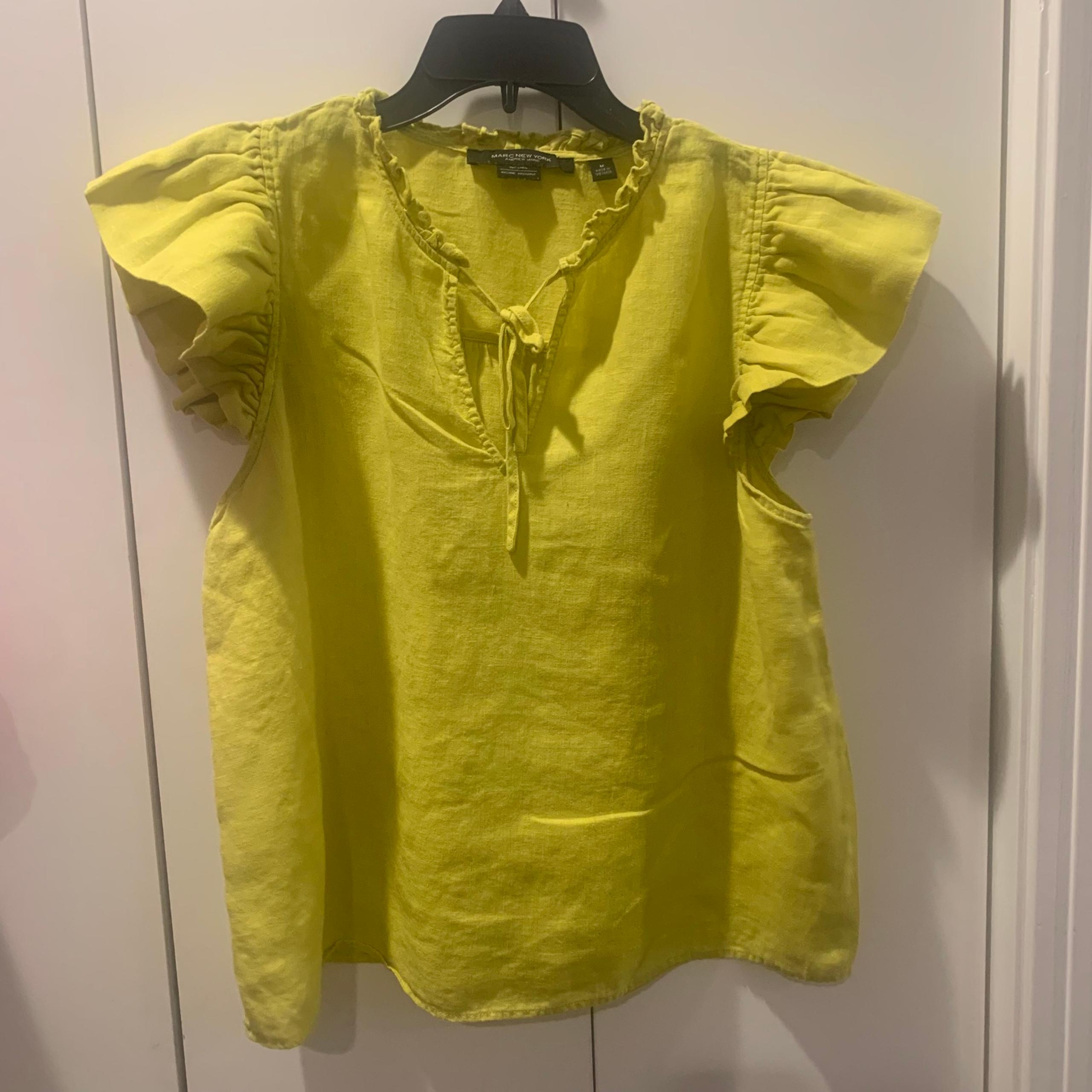 Andrew Marc  blouse lime green women med