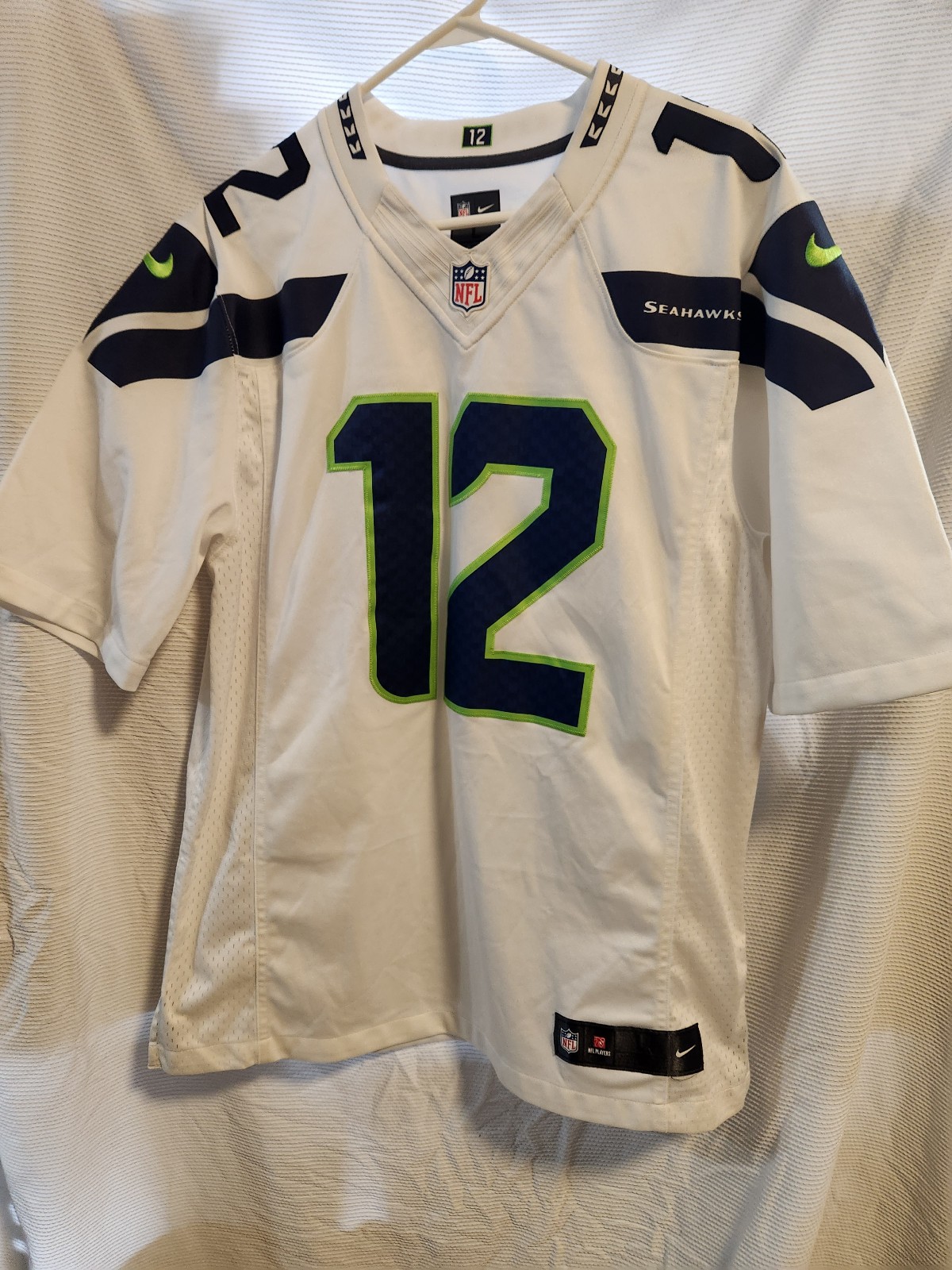 Seattle Seahawks NFL NIKE On Field White Away Jersey Men's Large Fan 12