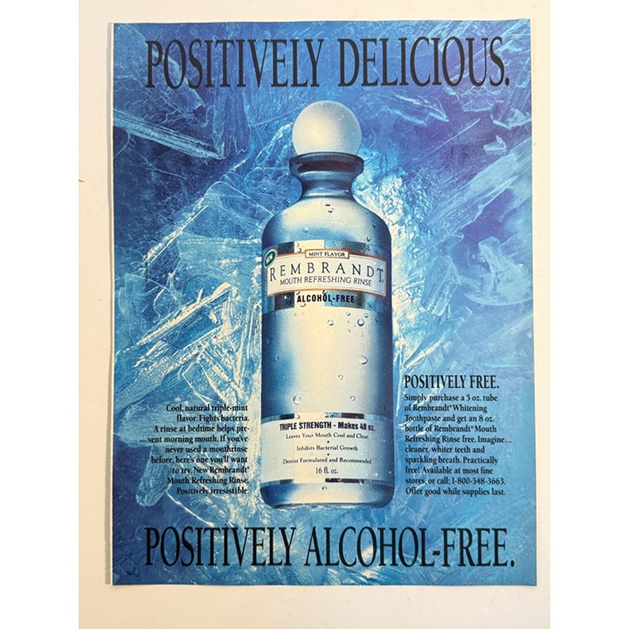 Vintage 1993 Mouth Wash Mint Flavor Beauty Advertisement Print Ad - Rembrandt