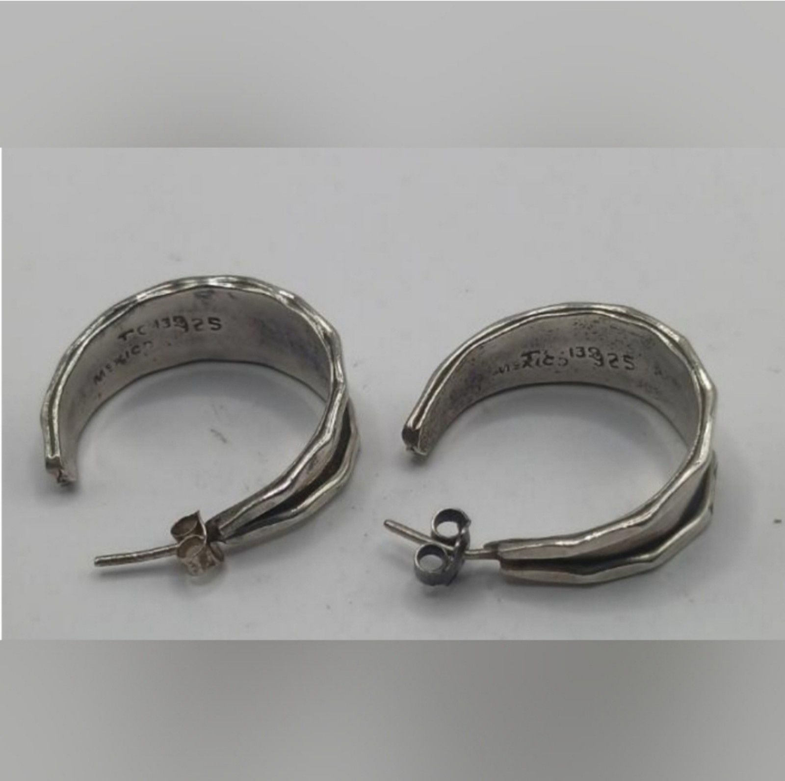 Vintage Taxco TC Mexico Sterling Silver 925 Hoop Earrings