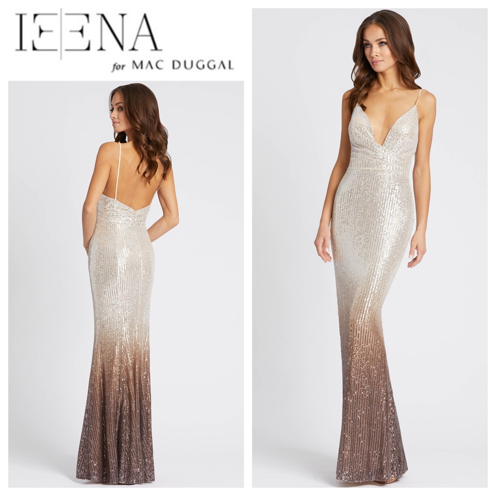 IEENA for Mac Duggal Ombré Sequin Mermaid Gown