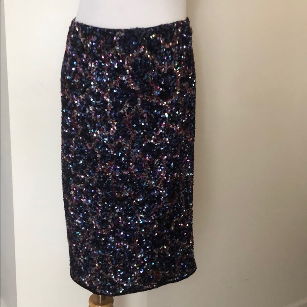 Emma Black purple black sequin mini pencil skirt