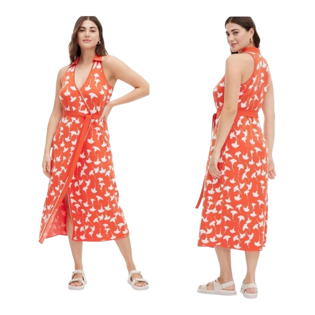 Diane von Furstenburg Wrap Dress DVF Target Collared Gingko Midi size XXL NWT