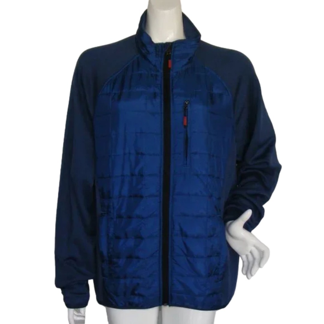 ORVIS Coat, L, Blue, Quilted Body, Zipper front, Pockets, Long sleeve