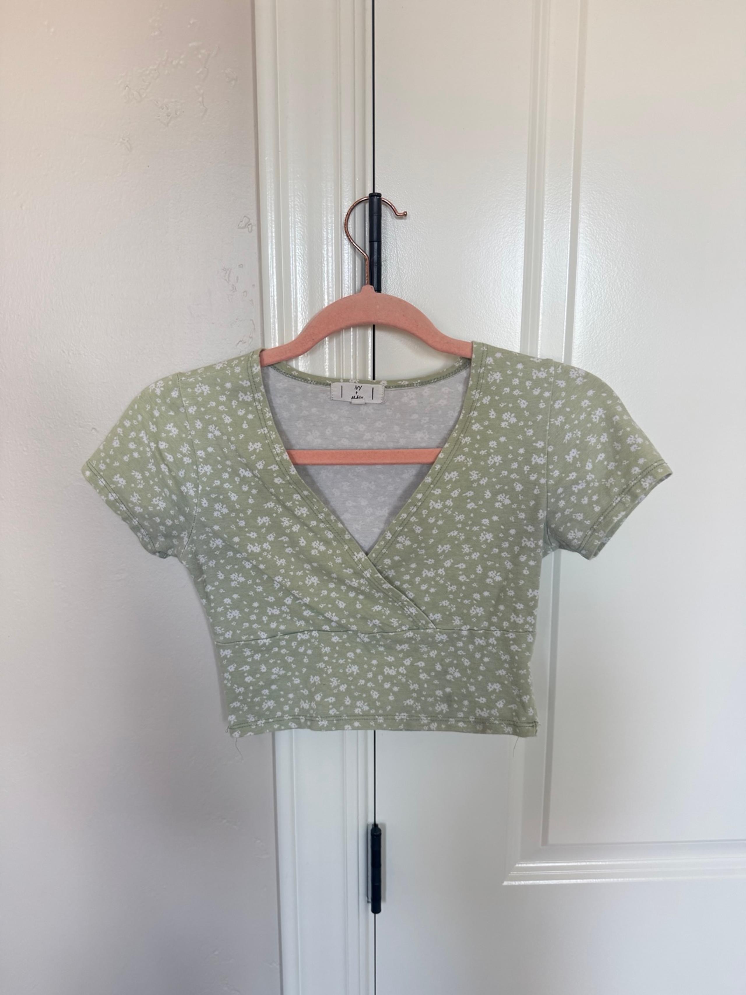 Green Floral Crop Top