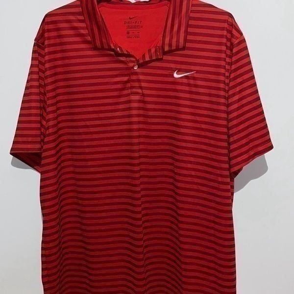 Nike Men's Red Dri-Fit Stripe Short Sleeves Standard Fit Polo Shirt Size 2XL