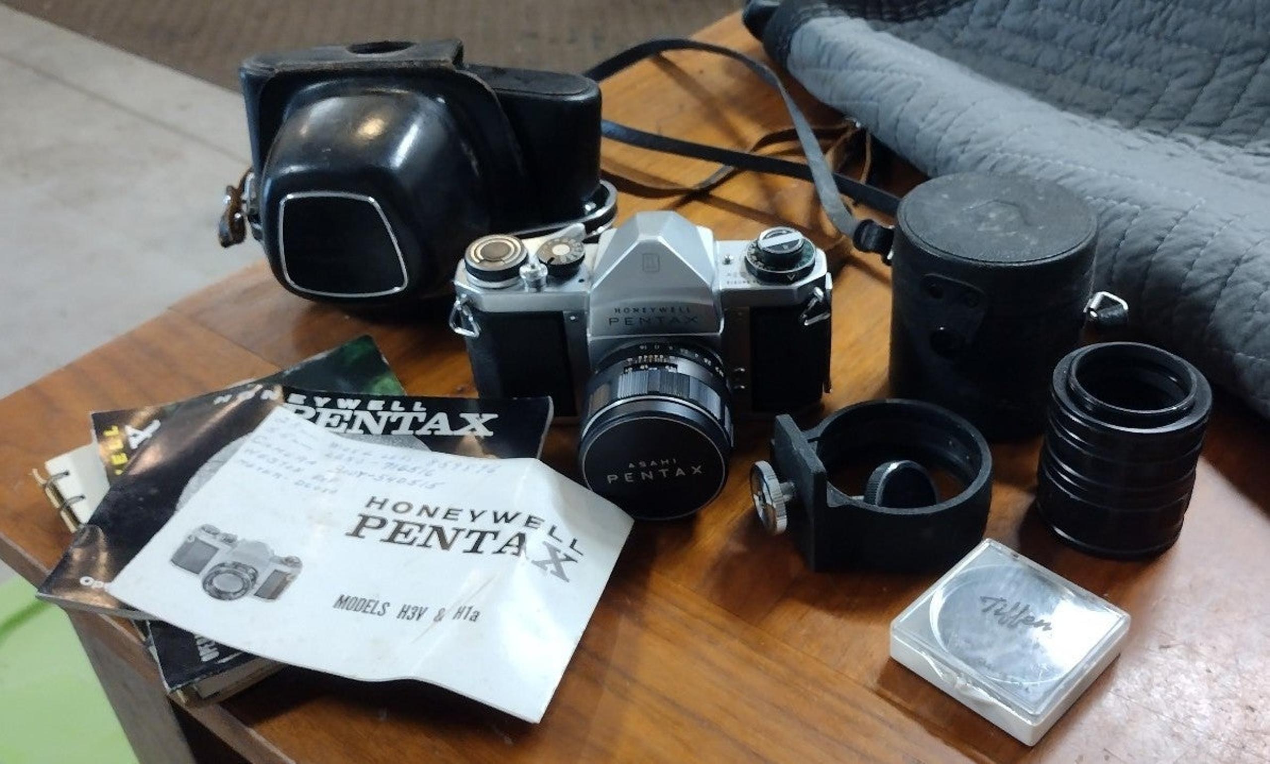 Honeywell camera, case ,and asahi - Pentax