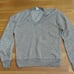 Vintage grandpa sweater v-neck textured knit medium tan