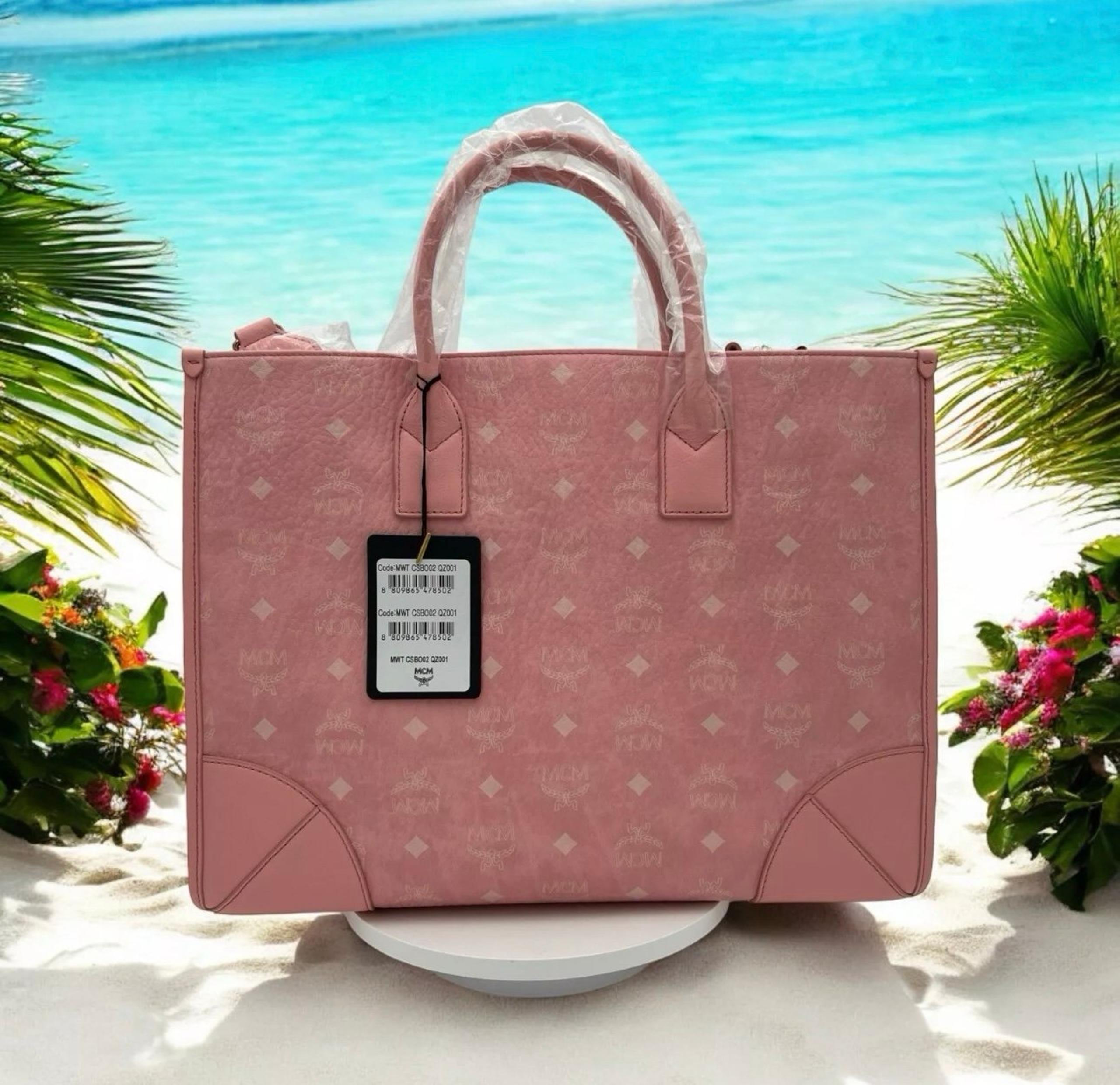 MCM Munchen Tote Large blossom Pink Visetos NWT