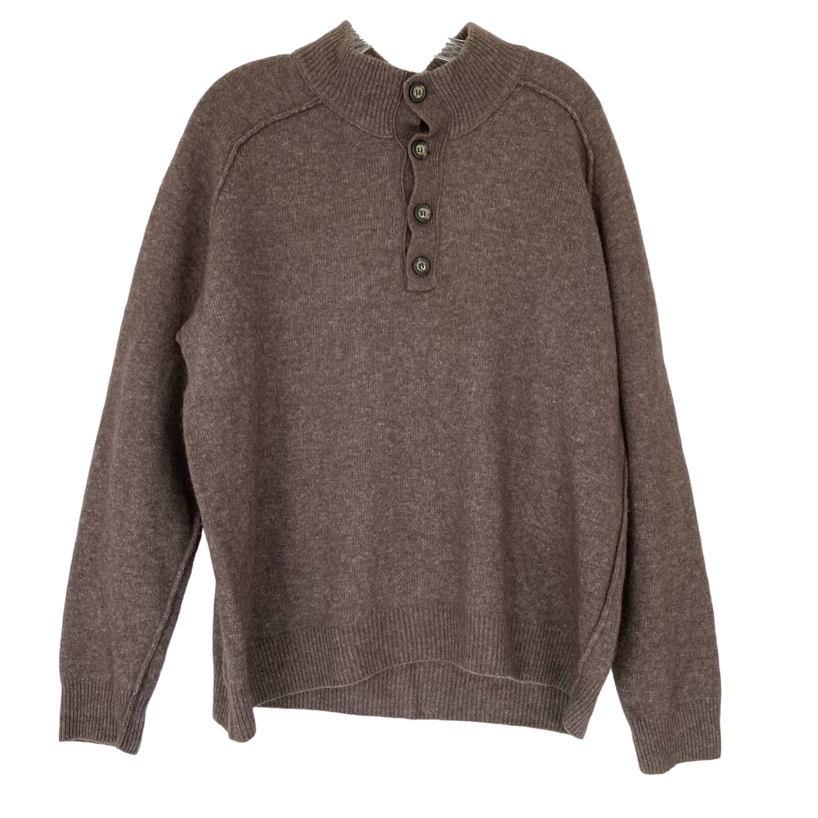 NWOT GARRET SCOTT Sweater Men XL Brown Cashmere Merino Wool Cashmere Henley