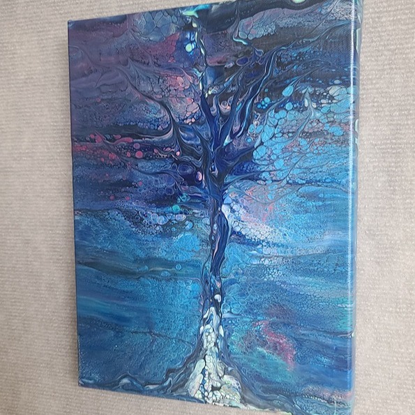 Spirit Tree- 9''x12'' Abstract Canvas Painting