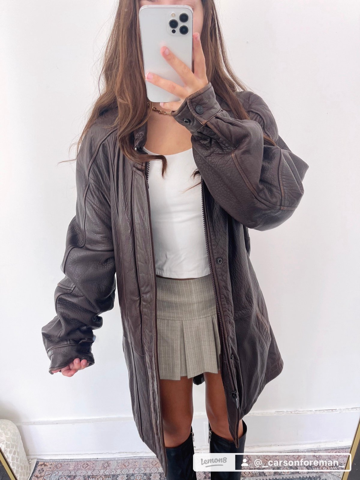 Vintage Pelle Studio Brown leather Genuine leather oversized coat