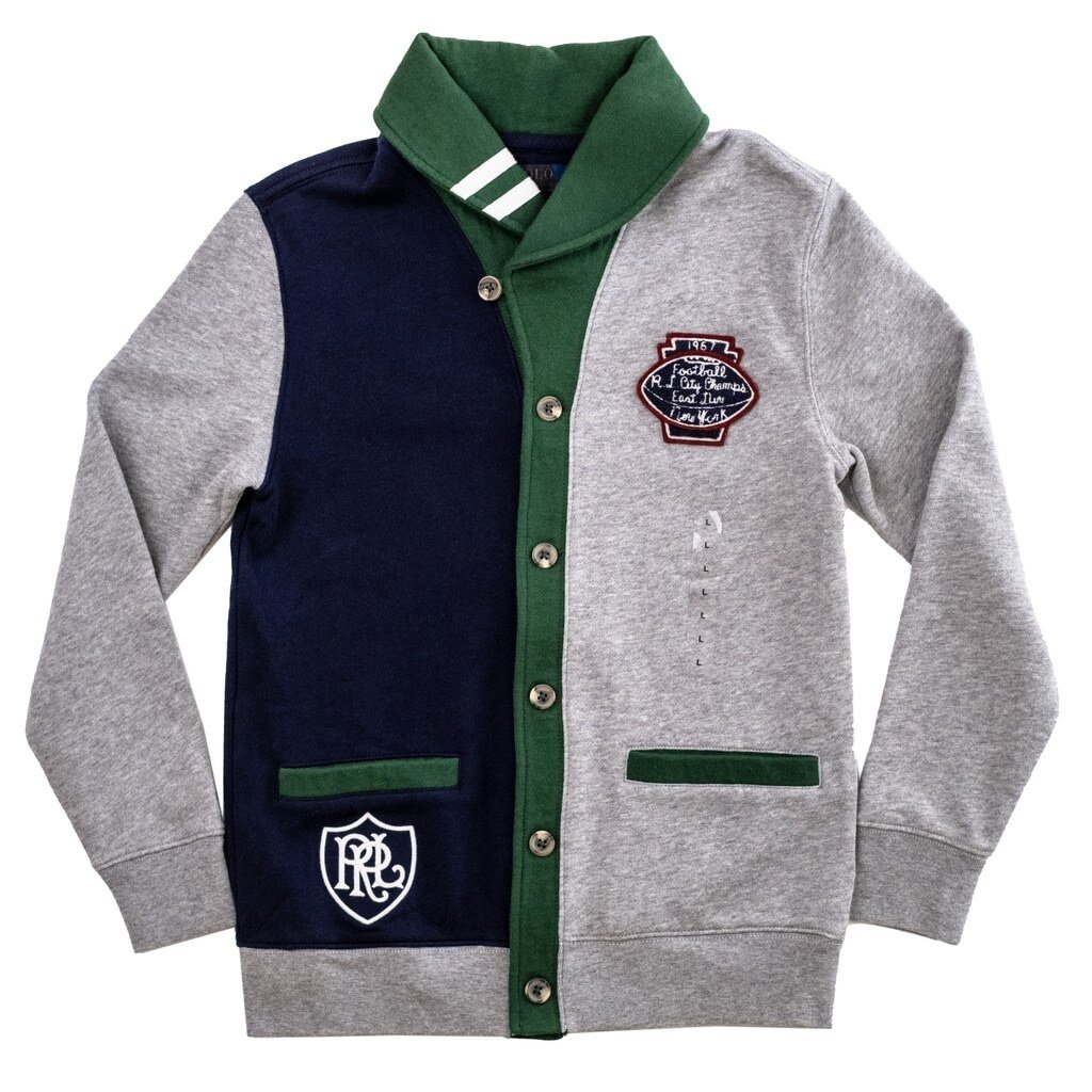 NWOT Boys Polo Ralph Lauren Varsity Shawl Cardigan Sweater Size L 14-16