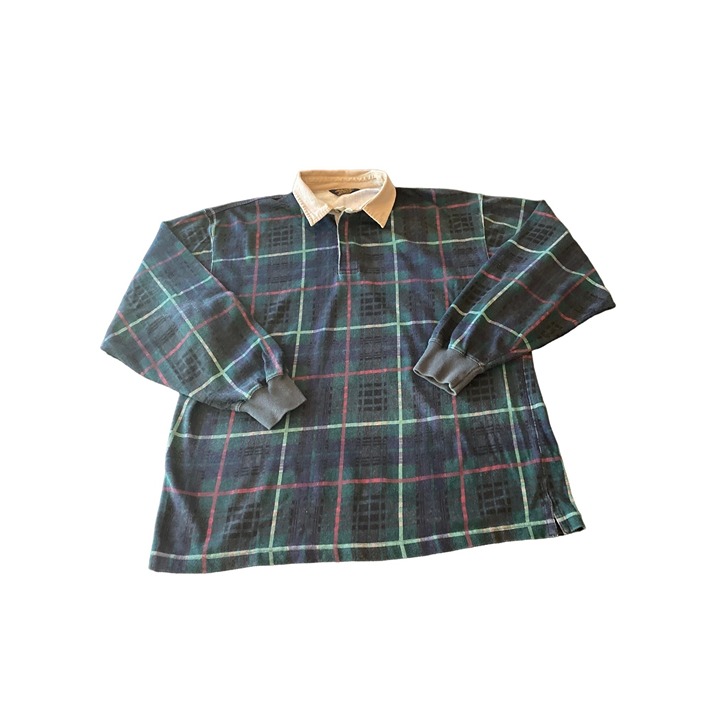 Brooks Brothers Green Long Sleeved Plaid Collared Henley Size L