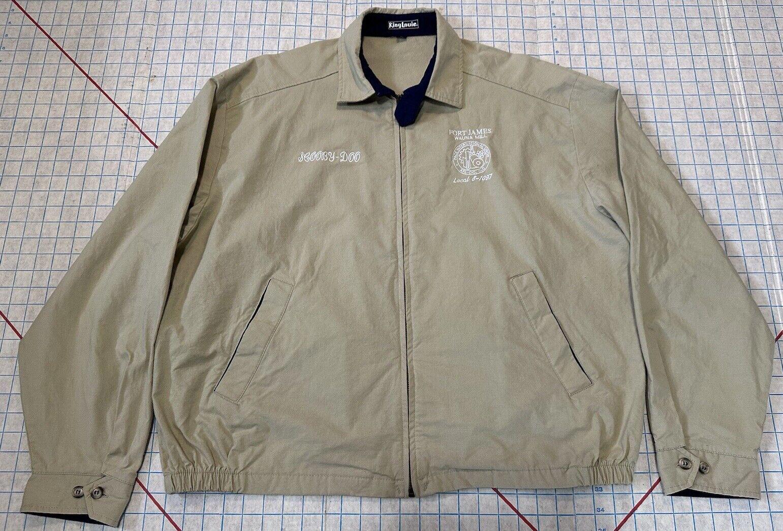 VTG Double Sided Herrington Bomber Jacket Mens XL Beige Scooby Doo Made USA 90s