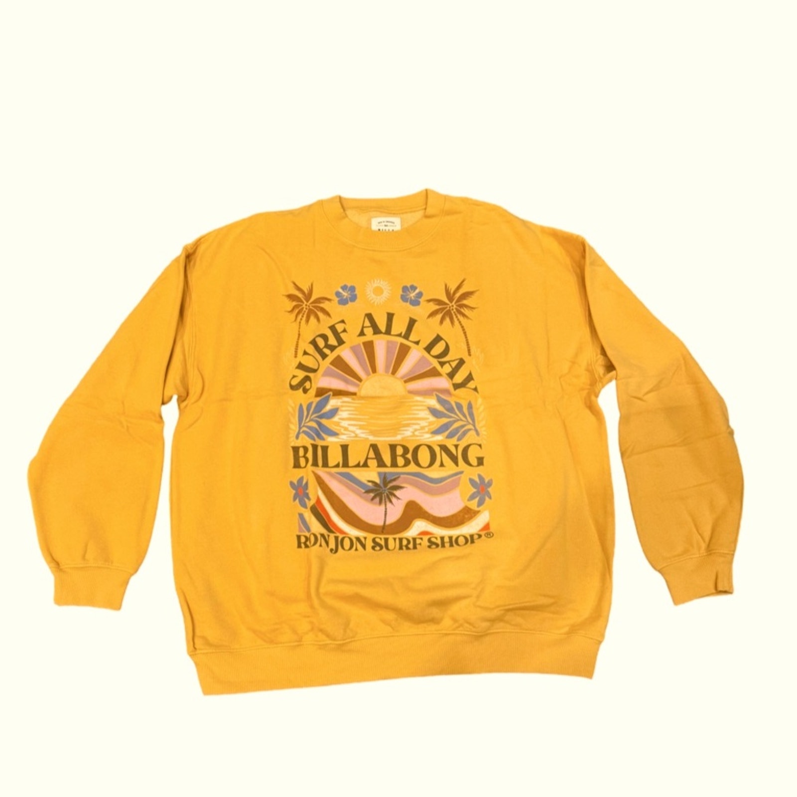 Billabong Ron Jon Surf All Day In Fleece Oversized Crew Neck SIze M