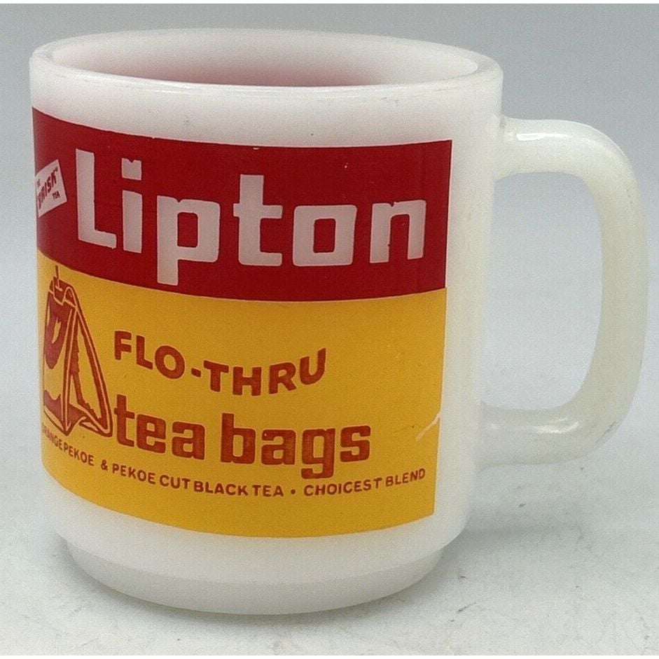 Vtg Cup Mug With Brisk LIPTON FLO-THRU TEA BAGS 3.5 8 Ounce Glass Bake? 51