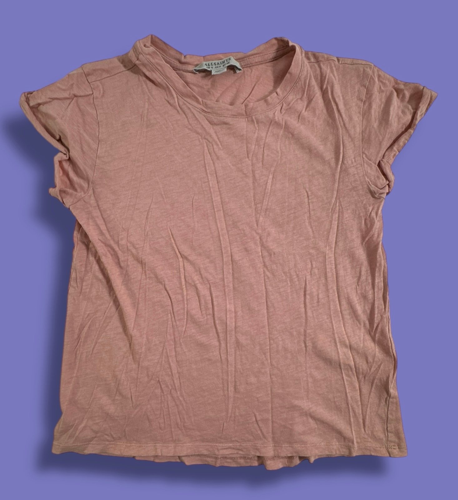 All Saints Pink Anna Cuffed Short Sleeve Tee Shirt Top | Size 4