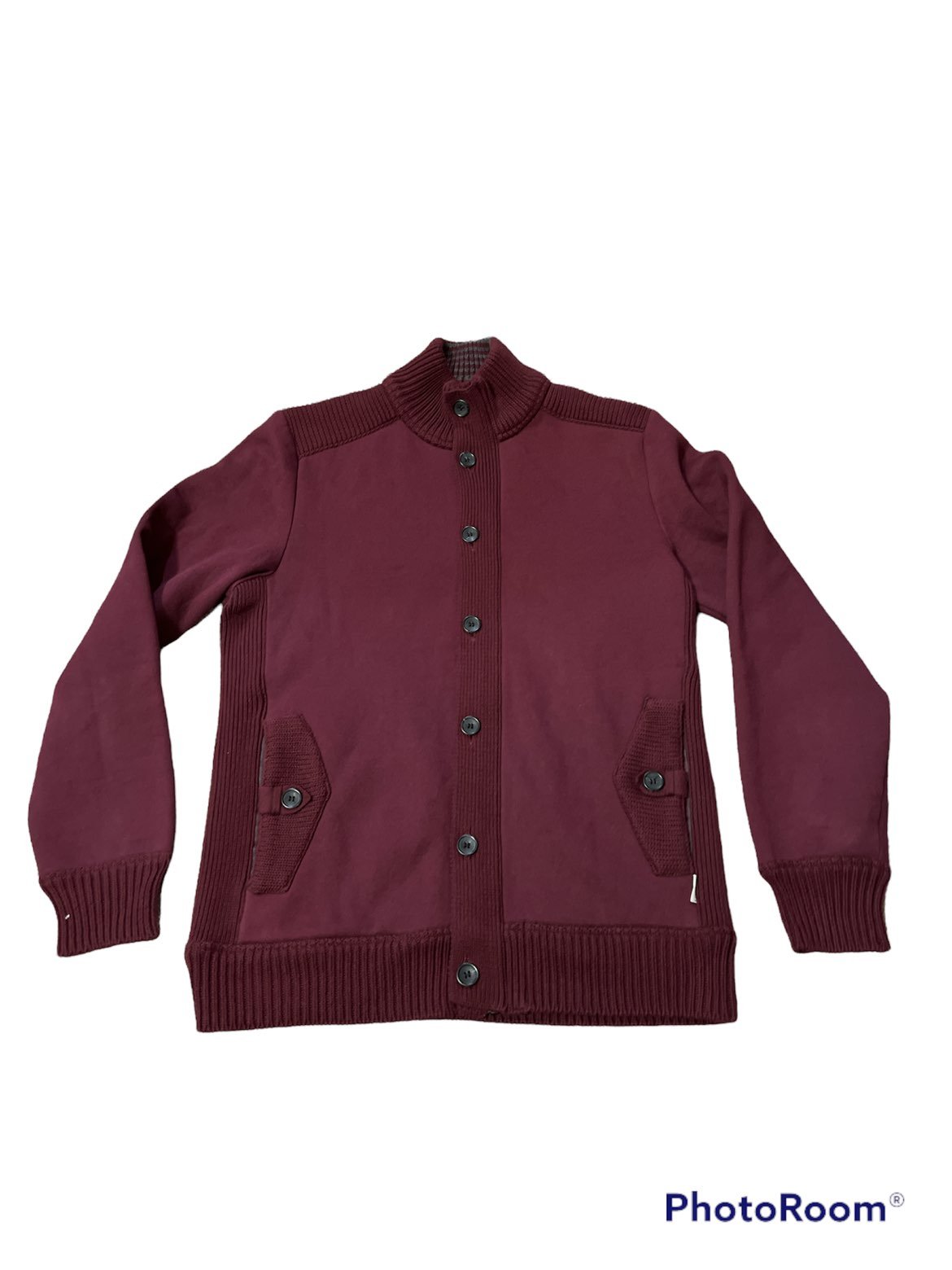 Ted Baker London Men's Knit Burgundy Button/Zipper Sweater Size 4 (A3)