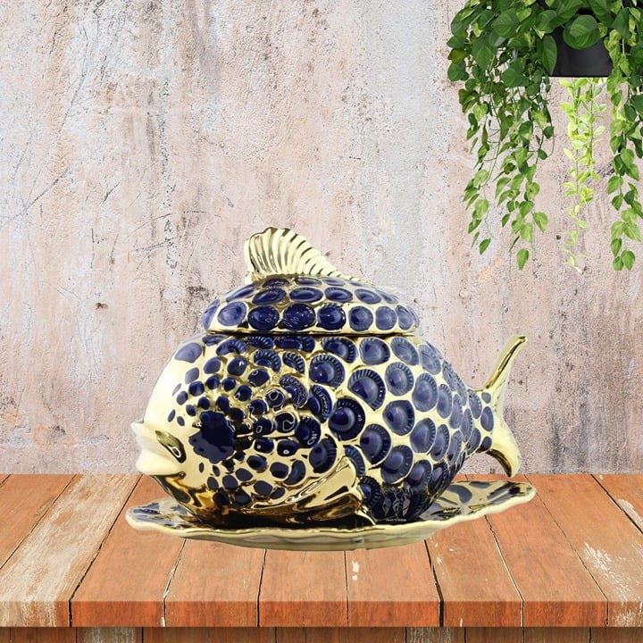 Sopera de Pescado Azul - Yemaya Blue Fish Shaped Tureen