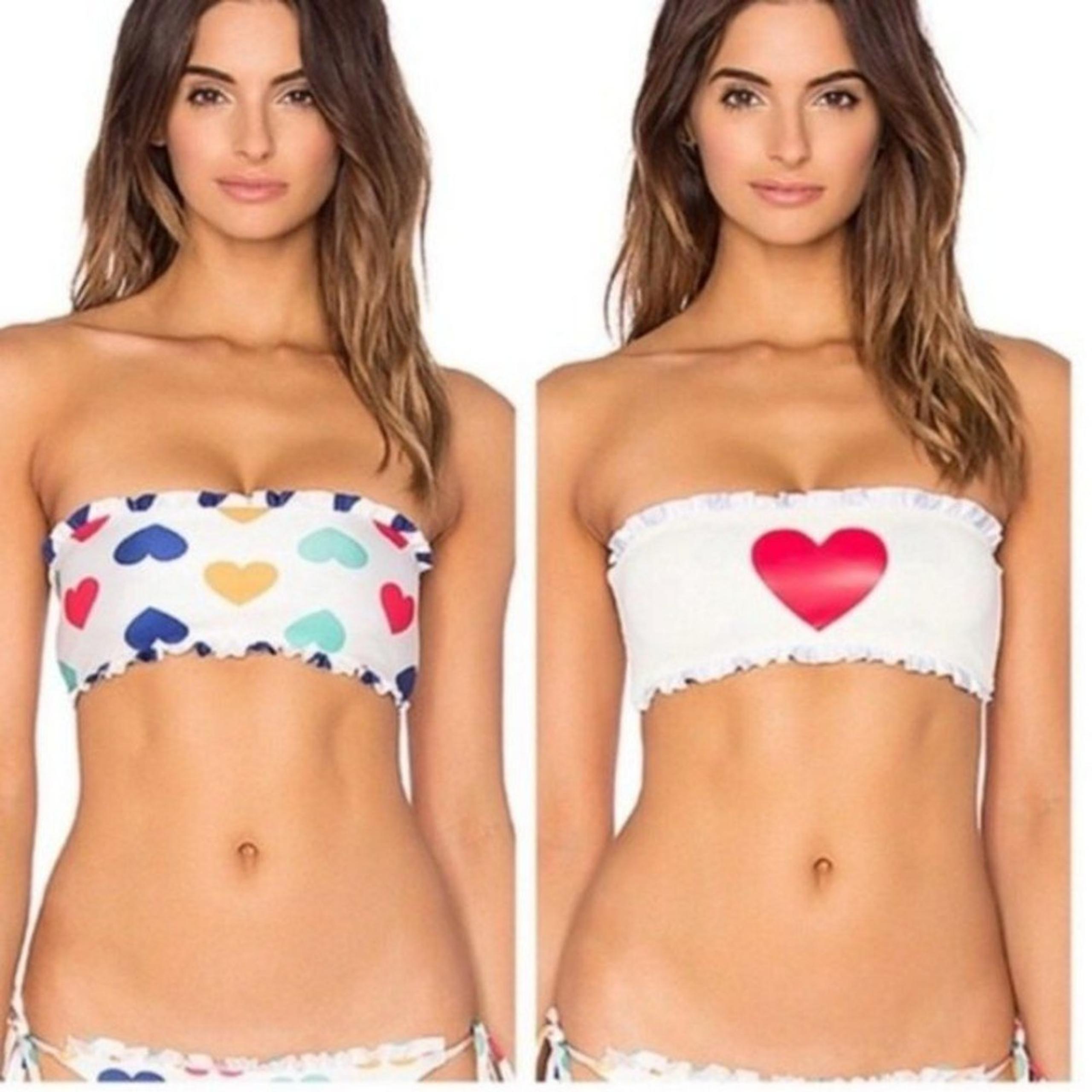 WILDFOX Womens Size Small Vintage Heart Bandeau Bikini Set
