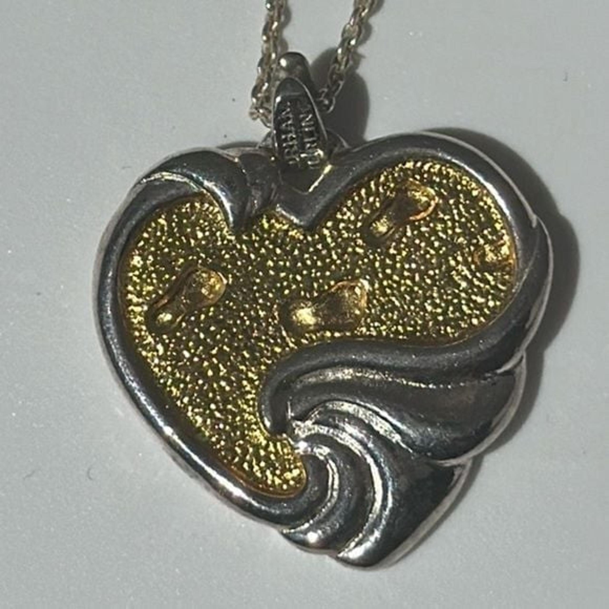Gorham Sterling Silver Two Tone "Footprints" Pendant and 8" Sterling Chain